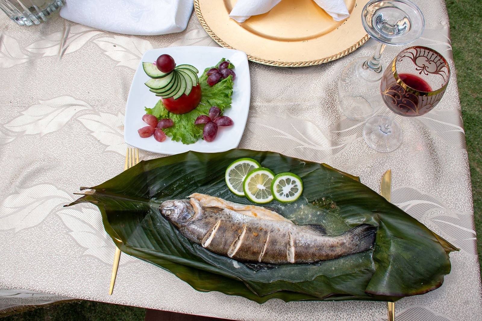 Trucha servida en el restaurante